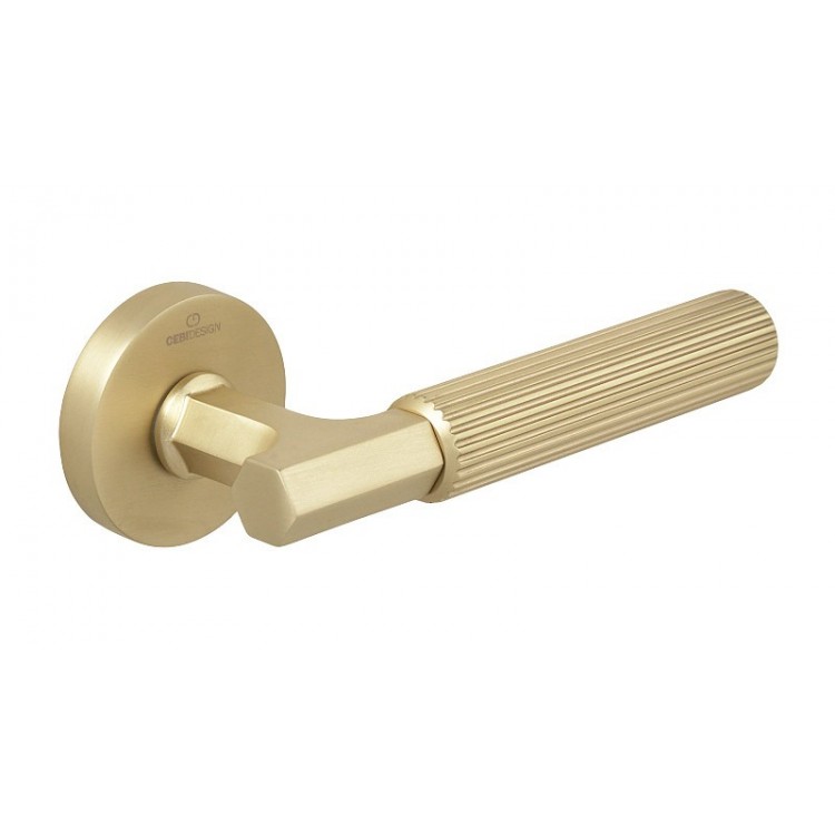 Ручки дверные CEBI MOOD STRIPED (в полоску) цвет PC35 матовое  золото полимер