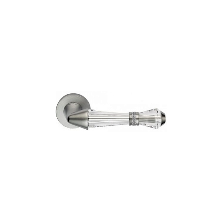 Дверная ручка на круглом основании Linea Cali LUCE mesh 1446/023 CS хром матовый/хрусталь SWAROVSKI